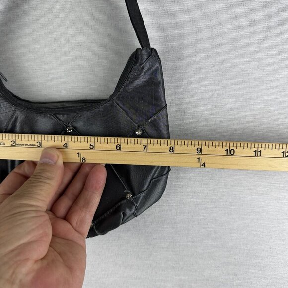 LA REGALE SATIN SHOULDER BAG, GRAY, WITH ZIPPER, HAND MADE IN CHINA - Picture 8 of 10